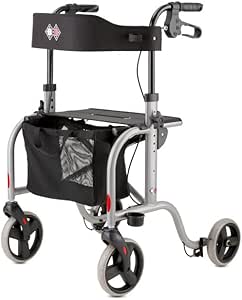 Bischoff & Bischoff RL-Smart ST Andador plegable – Andador ligero para interior y exterior, con bolsa extraíble y soporte para bastón, color plateado