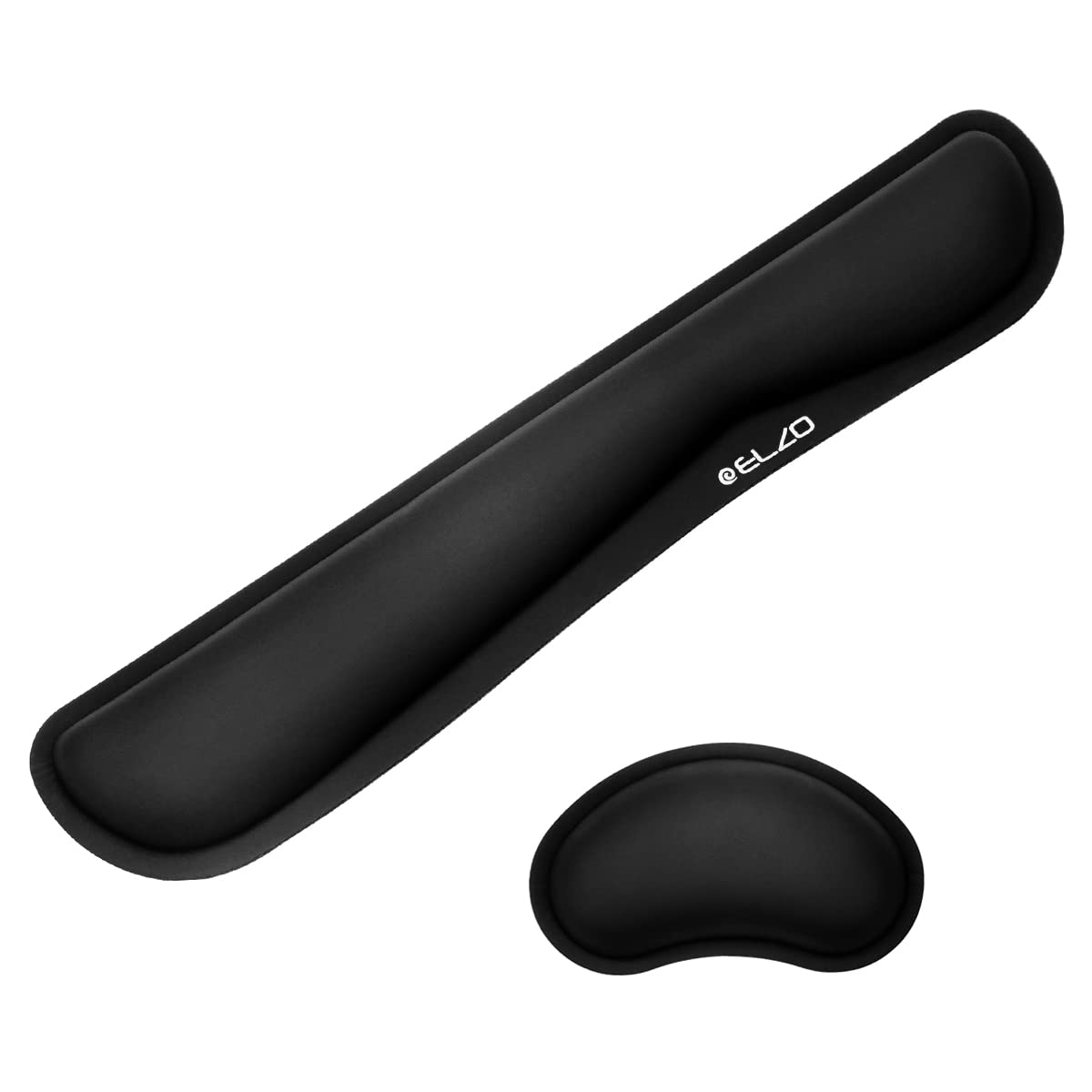 ELZO Soporte de Reposamuñecas para Combinación de Teclado y Alfombrilla de Ratón, Cómodo Acolchado de Espuma Viscoelástica, Base de Goma Antideslizante para PC, Ordenador Portátil, Negro