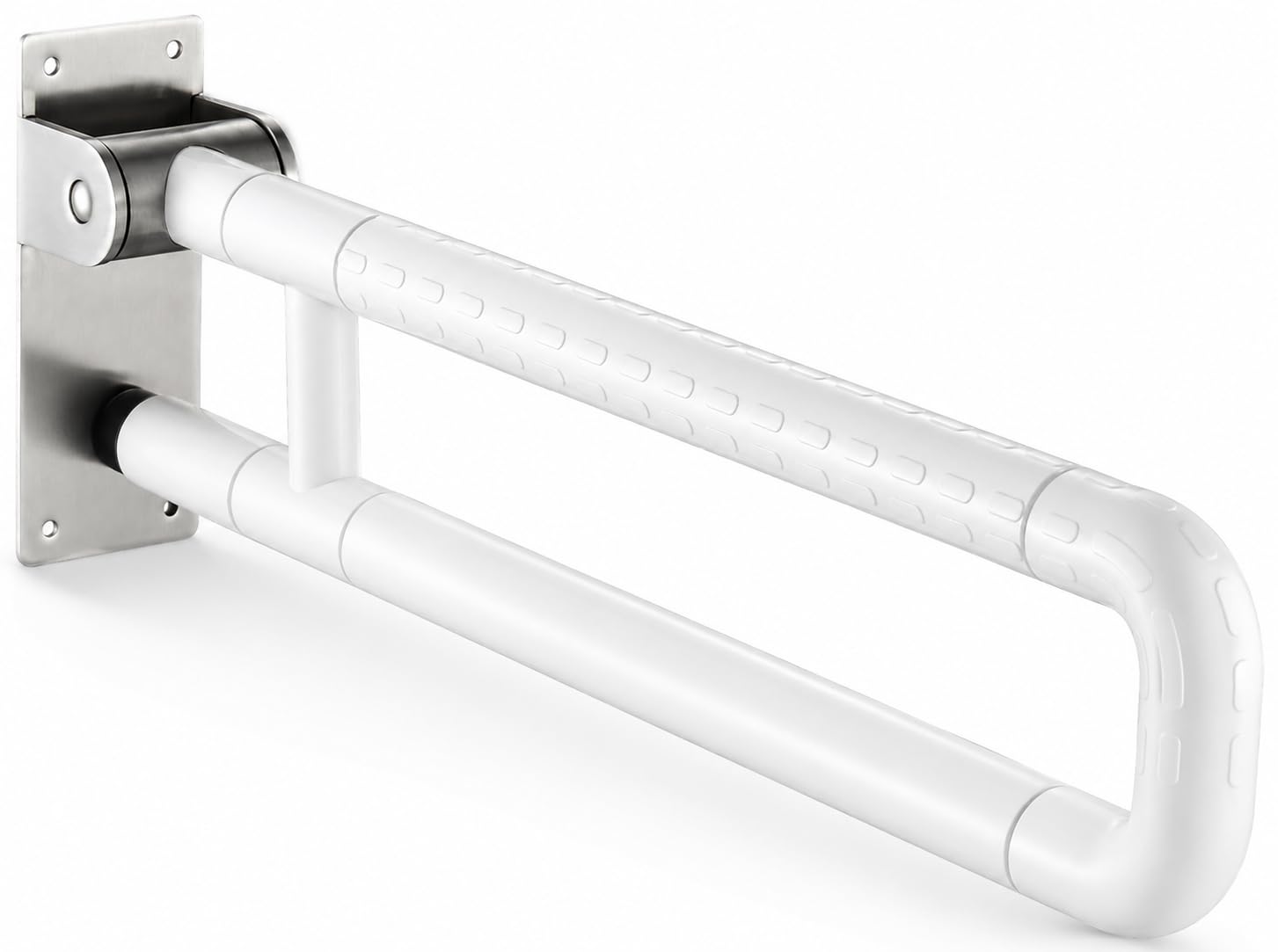 Barra Baño Minusválido, Barra Abatible Baño para Mayores, Agarradera Acero Inoxidable de Seguridad, 60cm Soporta Hasta 300-350 kg