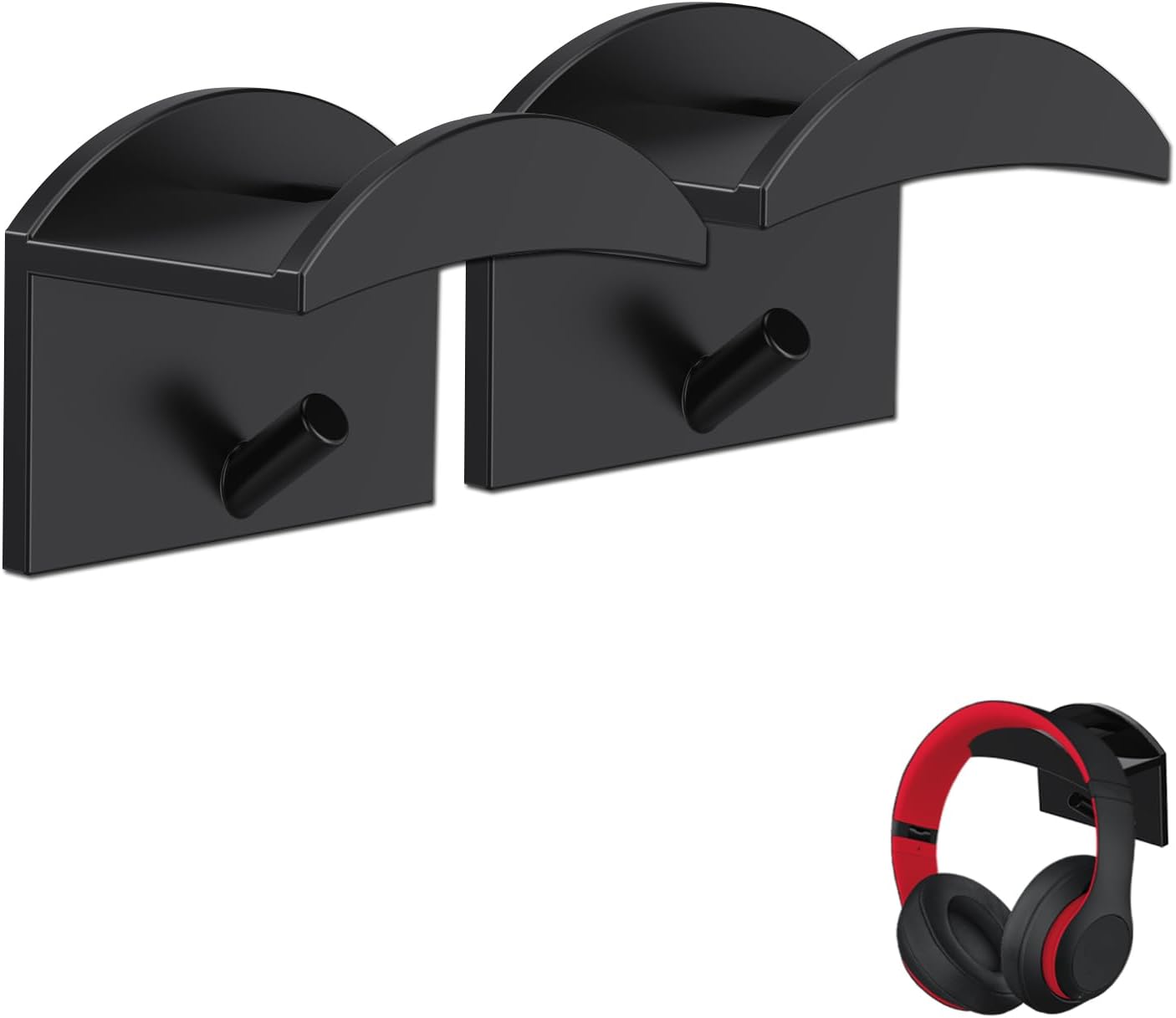 Soporte para Auriculares, no Requiere Taladrar Soporte Auriculares de Gel de Sílice, Headset Stand con Gancho, Headset Stand con Gancho, Soporte Auriculares, Negro, 2 Piezas