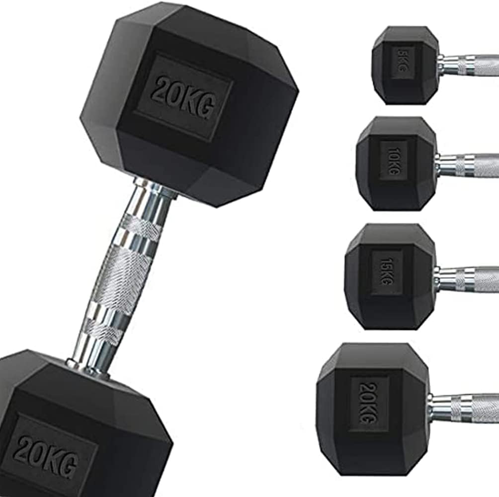 G5 HT SPORT Manillar hexagonal engomado profesional de 1 a 50 kg para pesas o gimnasio en casa, mango ergonómico antideslizante