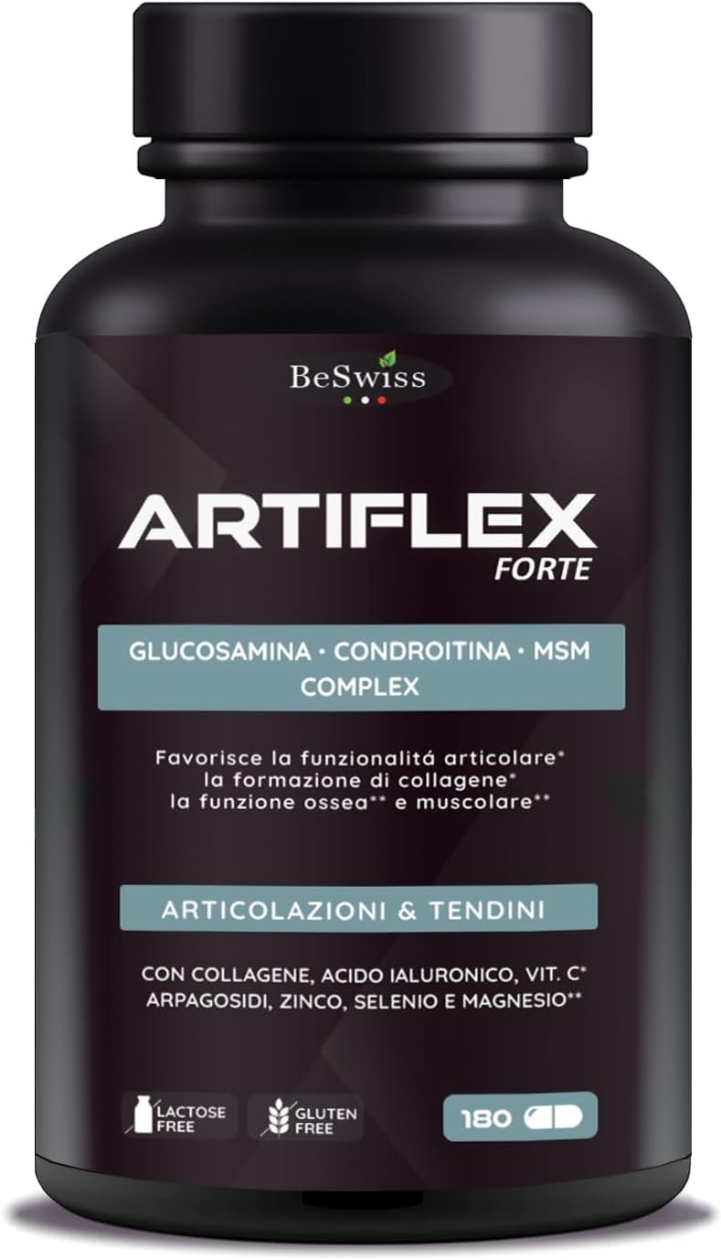 GLUCOSAMINA CONDROITINA MSM Artiflex - 180 Cápsulas Suplemento para Huesos Articulaciones Cartílago | Colágeno, Ácido Hialurónico, Vitaminas y Minerales | Alta Dosis - Eficaz - Complejo de Glucosamina