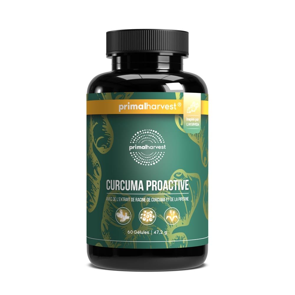 Cúrcuma Complex de Primal Harvest: suplemento vegano con 450 mg de extracto de cúrcuma y pimienta negra. Para hombres y mujeres. Contiene 60 cápsulas. (1 Pack (60 Count))