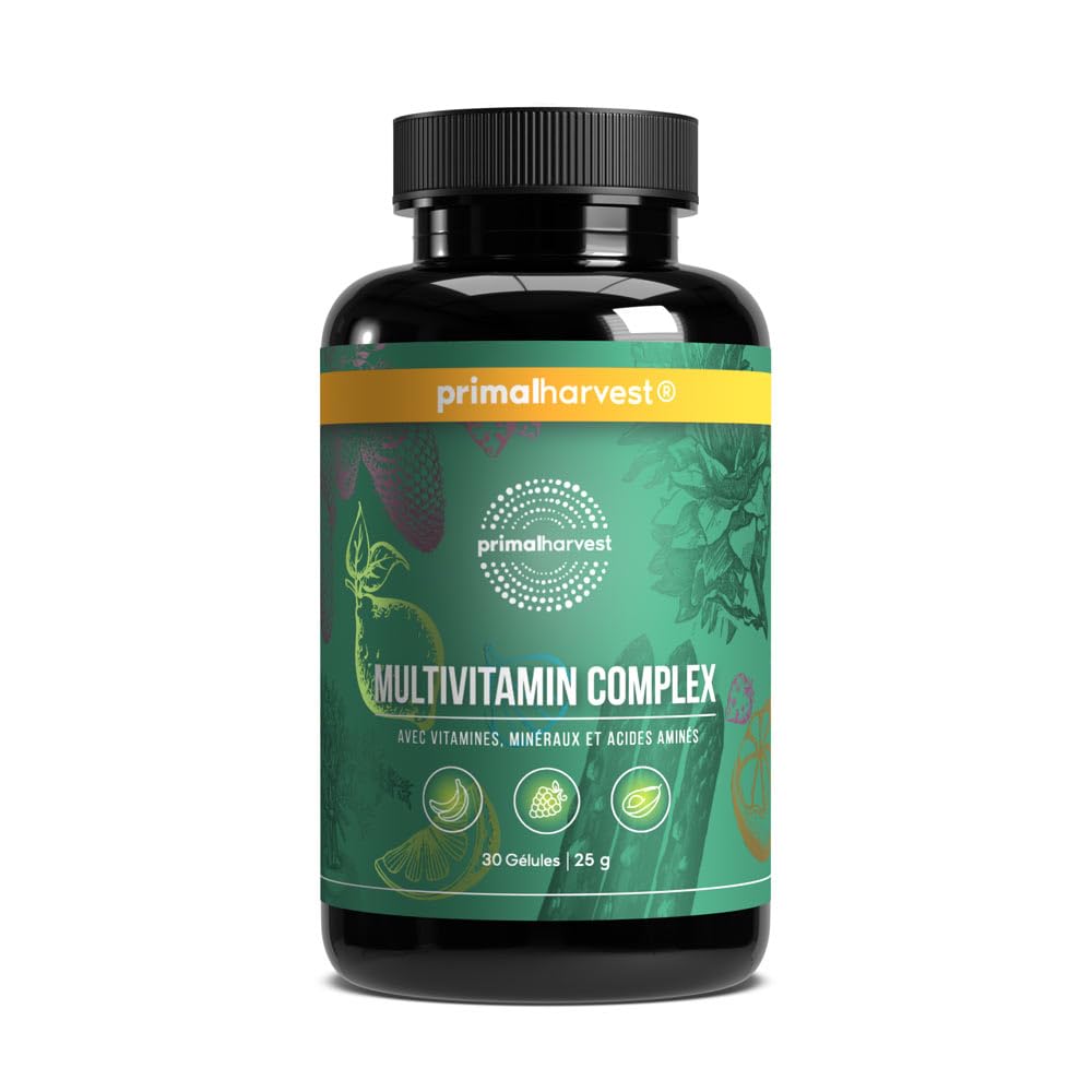 Complejo Multivitamínico de Primal Harvest - Suplemento diario con Biotina, Zinc y complejo vitamínico, alta dosificación, para hombres y mujeres, 30 cápsulas (1)