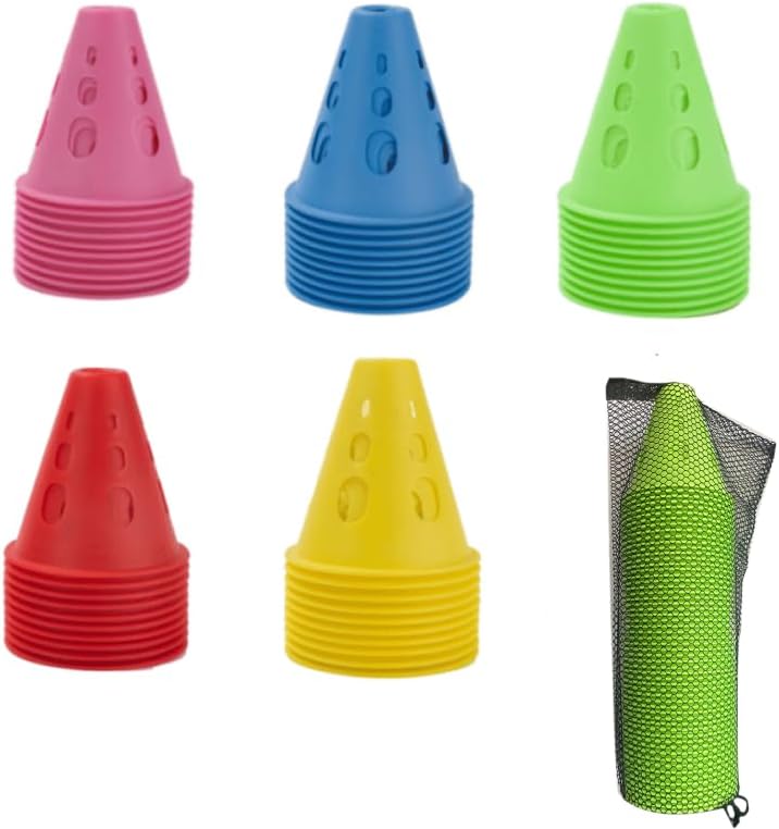 50 conos de entrenamiento multiusos con bolsa de almacenamiento, conos de plástico para patinaje sobre ruedas, entrenamiento deportivo, 3 pulgadas