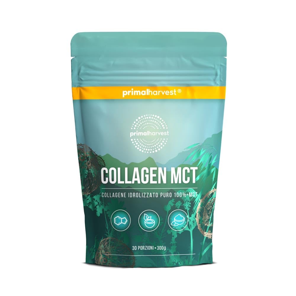 Colágeno MCT de Primal Harvest - Suplemento en polvo con péptidos de tipo I y III para ayudar a mejorar el cabello, la piel, las uñas y las articulaciones, para hombres y mujeres, 30 porciones. (1)