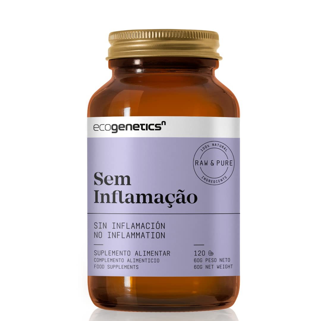 ECOGENETICS - Sin Inflamación 120 Cápsulas | Potente Antiinflamatorio Natural con Cúrcuma | Suplemento Nutrigenómico para Alivio del Dolor Articulaciones y Control Efectivo de la Inflamación