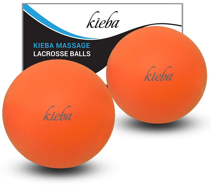 Kieba - Bola de lacrosse para masaje de liberación miofascial, terapia de puntos de gatillo, contracturas musculares y yoga Juego de 2 bolas firmes., Naranja(Two Orange)