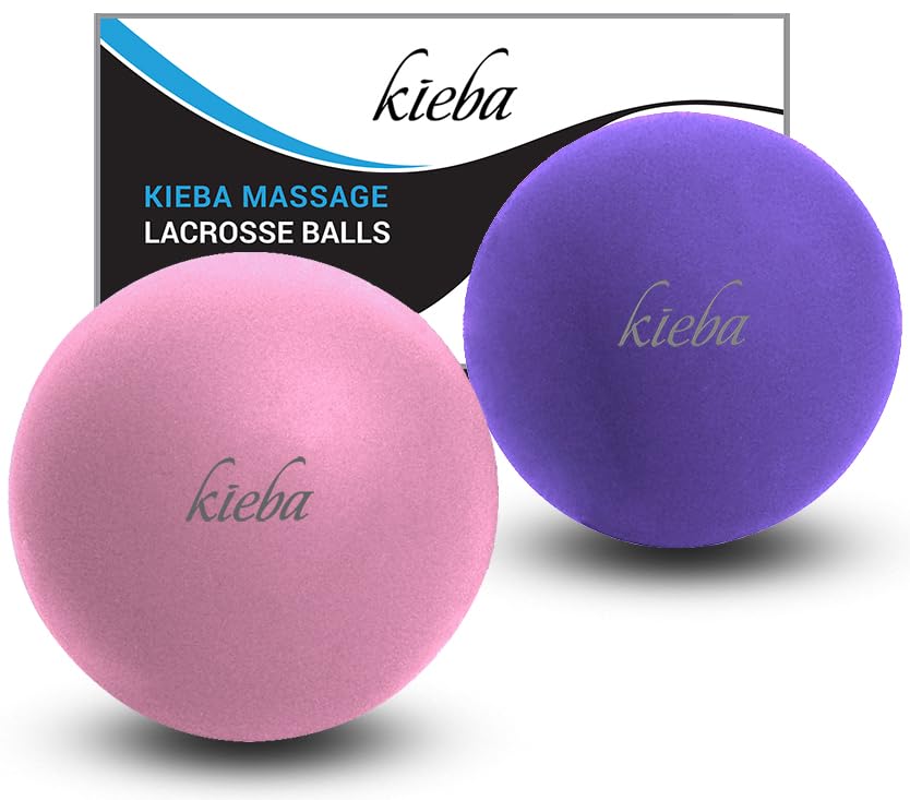 Kieba - Bola de lacrosse para masaje de liberación miofascial, terapia de puntos de gatillo, contracturas musculares y yoga Juego de 2 bolas firmes.