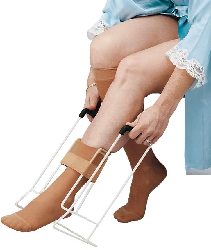 HEYOUTH Calzador de Calcetines,Calzador de Medias de Compresión,Ayuda para Poner Calcetines,Cómodas Empuñaduras de Espuma,Poner Calcetines Personas Mayores