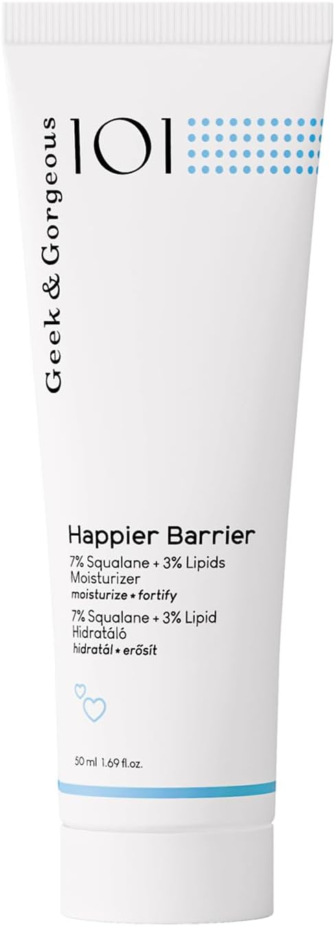 Geek & Gorgeous HAPPIER BARRIER - Crema nutritiva para la piel para una barrera sana y piel suave y sedosa, para pieles secas, normales y mixtas, tubo de 50 ml
