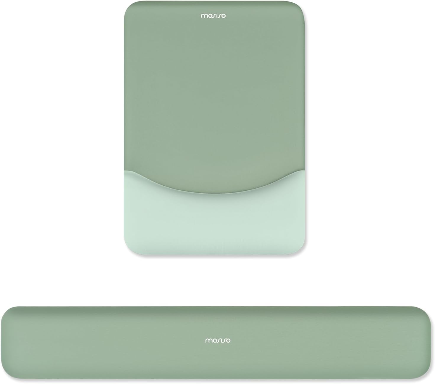 MOSISO Soporte Muñeca Ratón Alfombrilla&Teclado, Alfombrilla Rectángulo Ergonomía con Base Non-Slip Hogar/Oficina Alivio Dolor&Facilidad Teclear con Neopreno Tela&Memoria Espuma,Verde