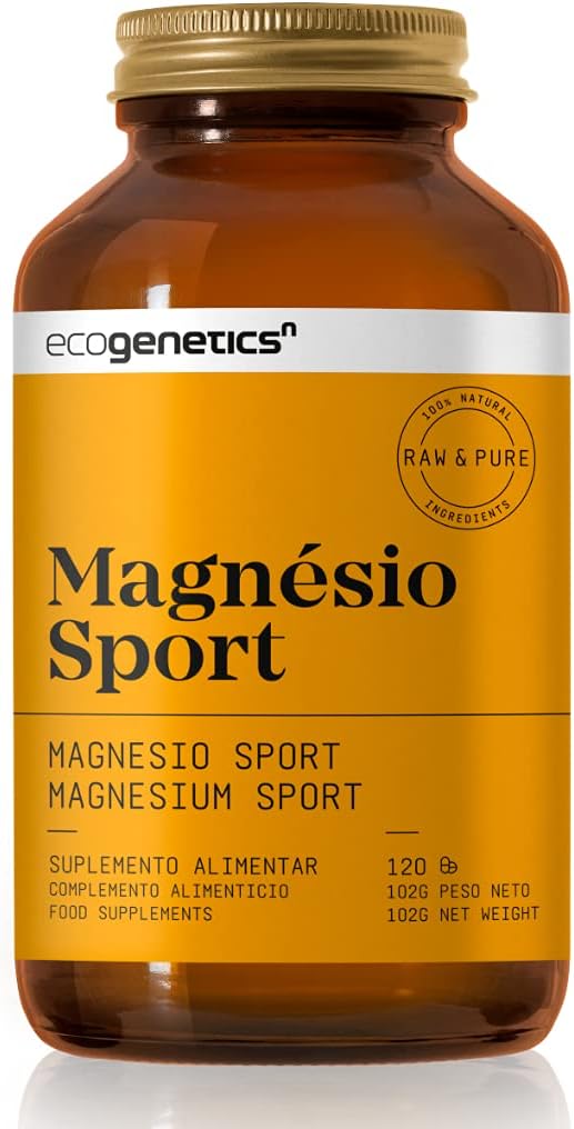ECOGENETICS - Magnesio Sport 120 Cápsulas | Magnesio Malato | Suplemento Nutricional Ideal para Nutrición Deportiva | Acelerador del Metabolismo | Regenerador Muscular y Fortalece el Sistema Inmune
