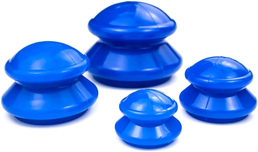 JZK 4x Juego de tazas de masaje chino Cupping Therapy, ventosas de silicona al vacío, herramienta de masaje portátil, juego de masaje corporal para circulación sanguínea, alivio del dolor