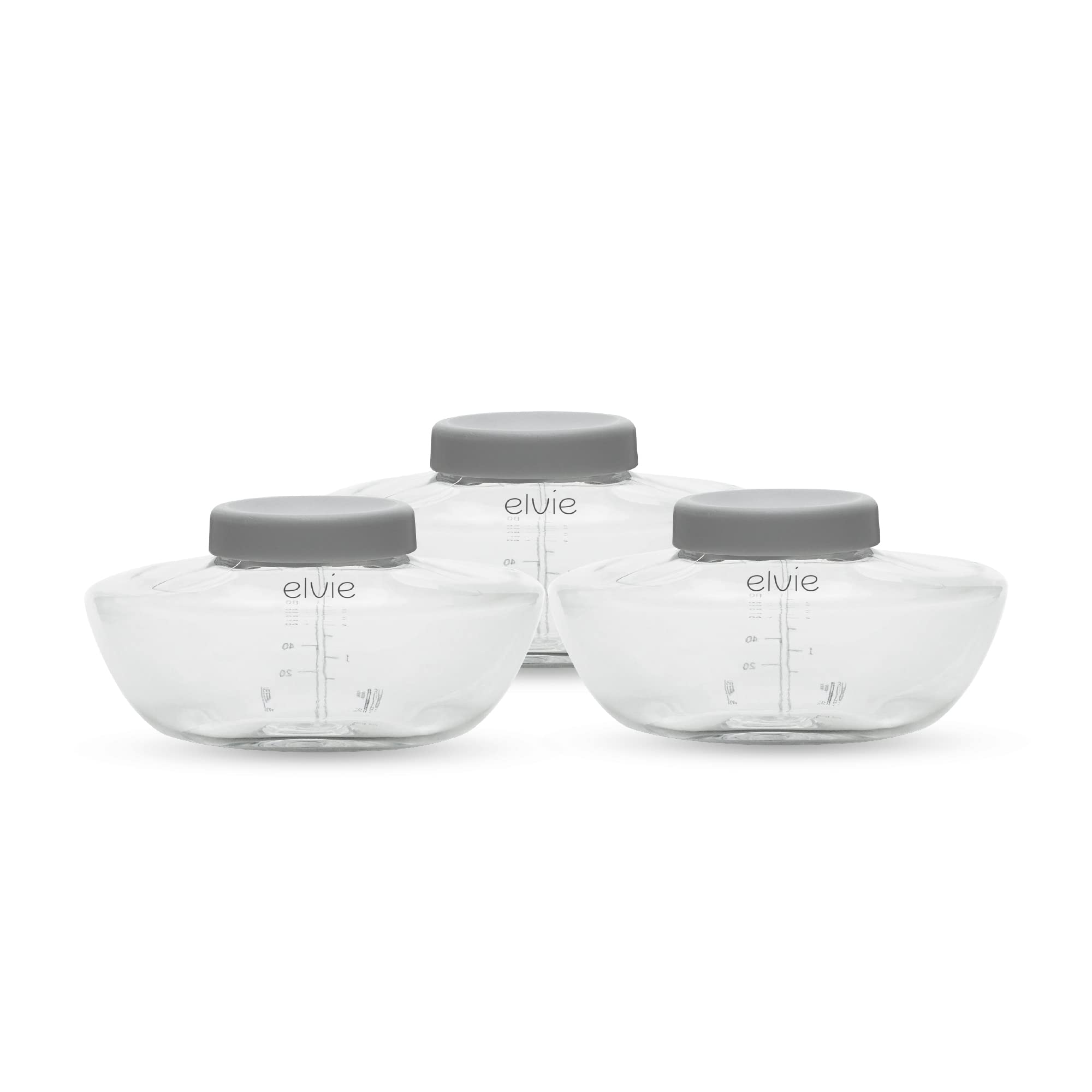 Accesorios Elvie Pump | Botellas de lactancia para almacenar leche materna. Complemento para tu sacaleches eléctrico Elvie Pump. Botellas con tapa, 150 ml (5oz) - lote de 3