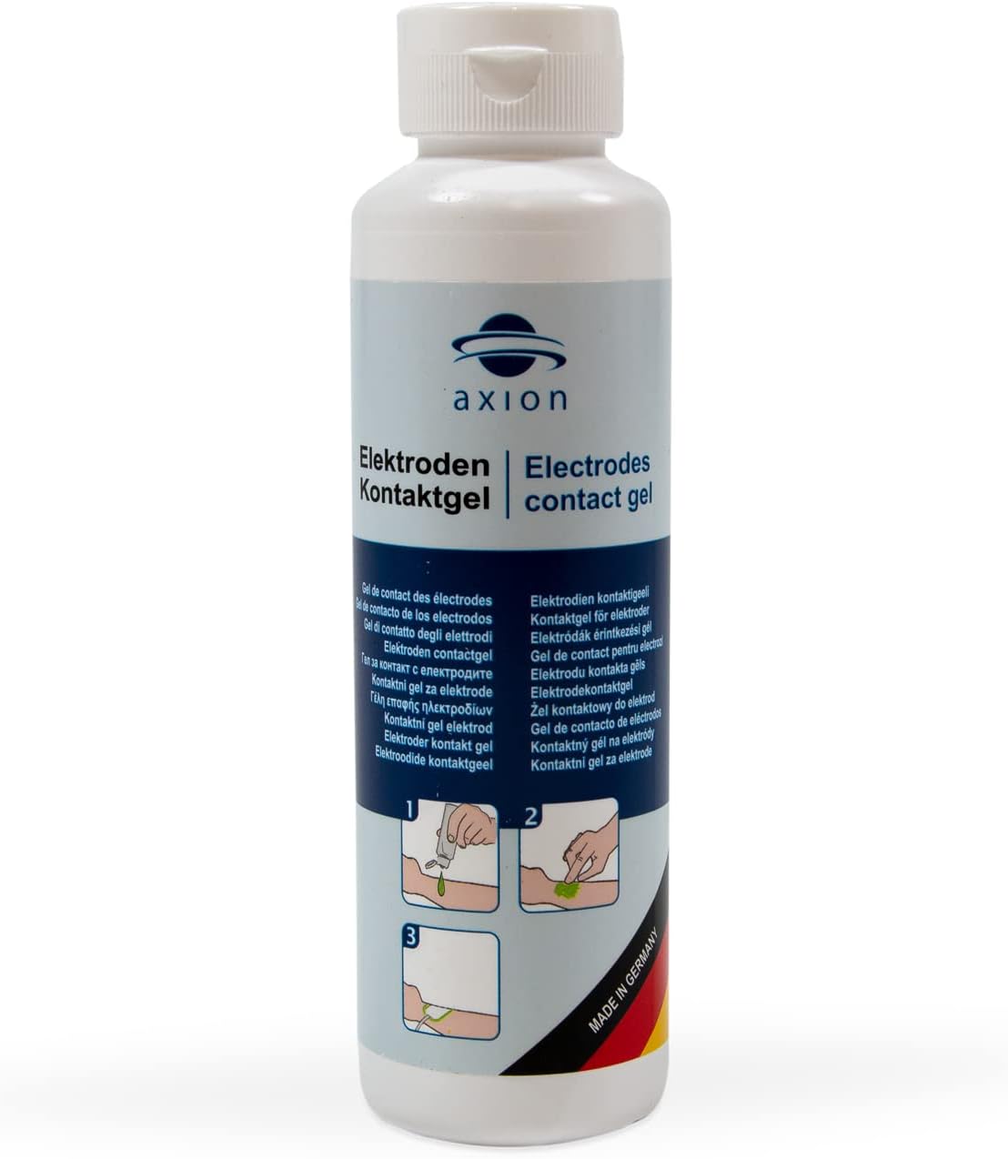 axion® Gel de contacto para electrodos 250 g TENS EMS – Mejora la conductividad de electrodos autoadhesivos desgastados y de goma – Accesorio para dispositivos TENS y entrenadores EMS