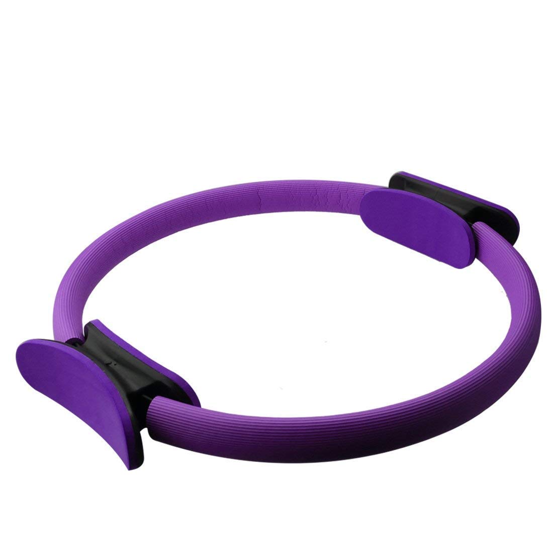 Anillo de Pilates, Doble manija, Anillo de Yoga, 15 Pulgadas / 38 cm, Doble Agarre, Ejercicio de Magia, círculo para Quemar Grasa en Negro púrpura Azul grisáceo