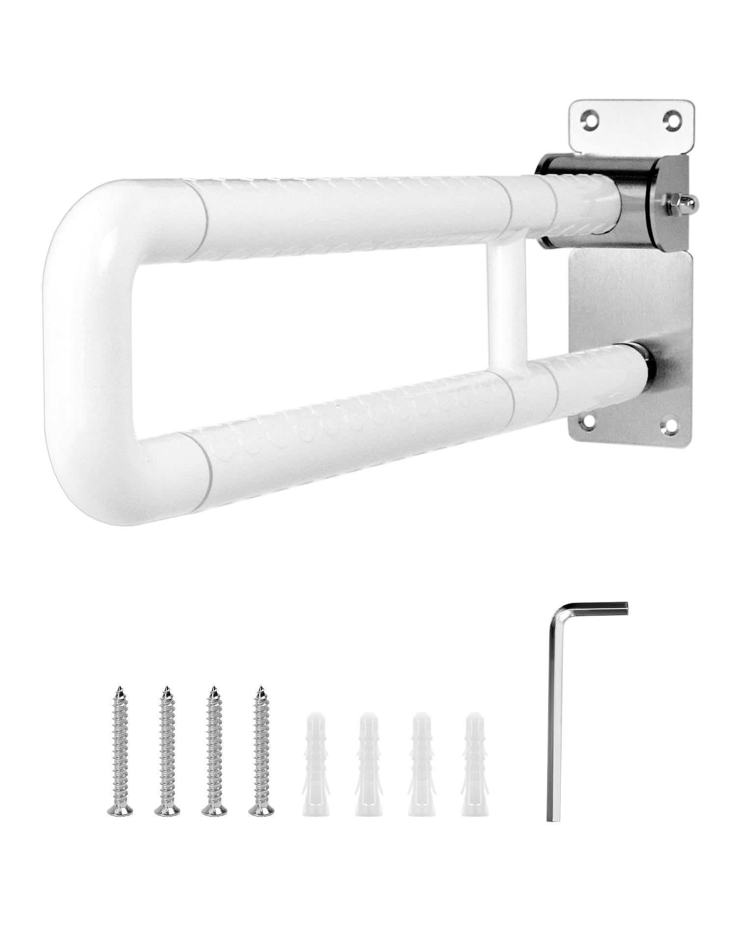 QWORK® asidero baño, plegable, 60 cm, acero inoxidable, capacidad de carga 200 kg