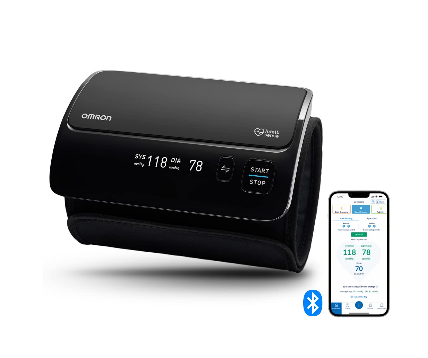 OMRON EVOLV Tensiómetro inalámbrico para la parte superior del brazo con Bluetooth, validado clínicamente incluso durante el embarazo. AHORA con 6 meses GRATIS de suscripción OMRON connect Premium