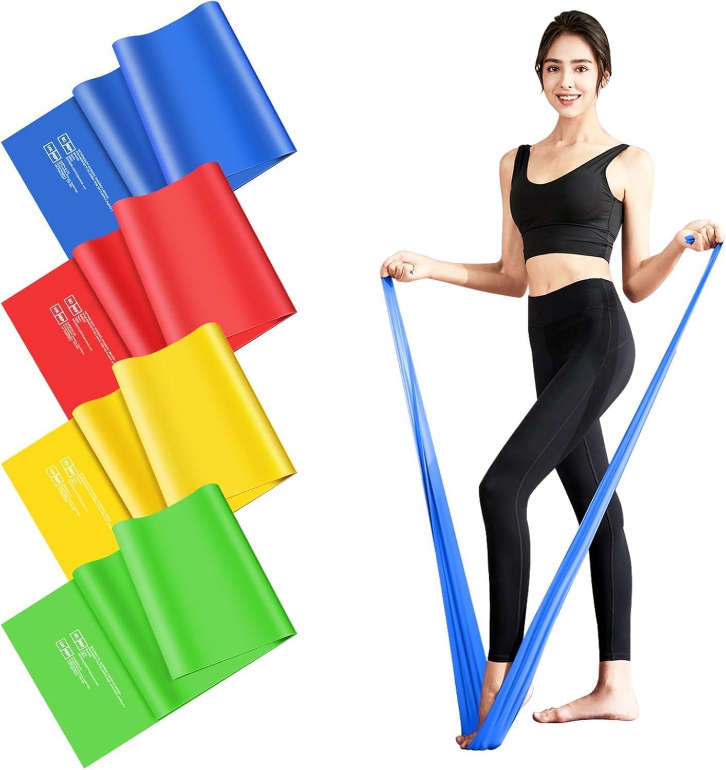 Fokky Gomas Elasticas Musculacion[Set de 4], 1.8M Bandas Elasticas Musculacion, Cintas Elasticas Musculacion con Bolsa de Transporte, Bandas Elasticas para Crossfit Musculación Yoga Pilates