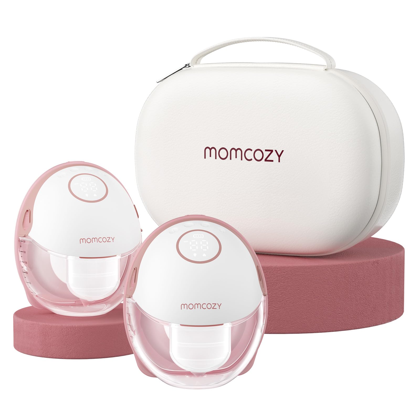 Momcozy Extractor de Leche Manos Libres Mobile Style | M6, Extractor de Leche Portátil, Ritmo Ideal Para Más Leche, Brida DoubleFit Más Ajustado & Discreto con 3 Modos & 9 Niveles - 24 mm (2, Rojo)