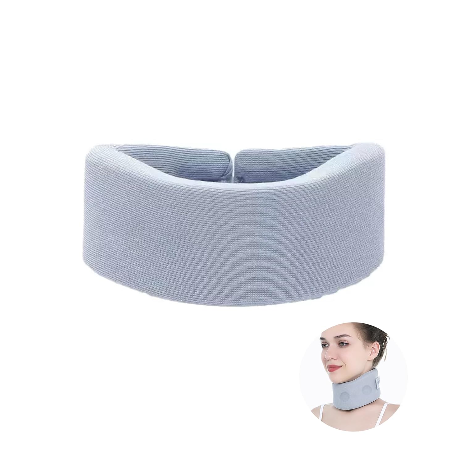 Collarín Cervical Blando, Soporte para el Cuello, Collarín Cervical para el Dolor de Cuello y el Apoyo-Espuma Suave Collarín para Dormir, Alivio del Dolor y la Presión en, Azul, M