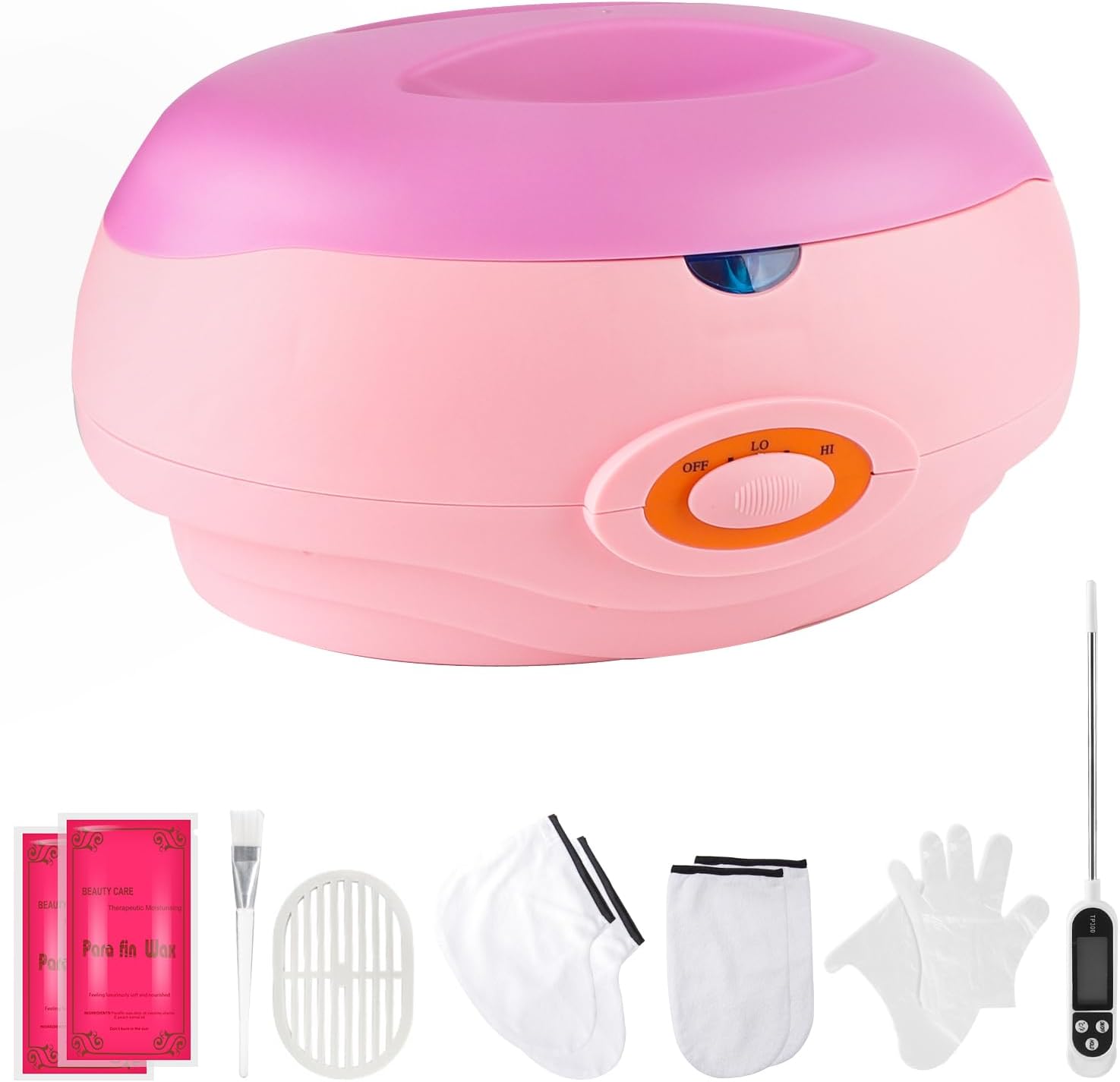 SWAWIS Calentador Parafina para Manos y Pies 200W Maquina Parafina Manos y Pies con Accesorios, Parafina para Manos Artrosis, Parafina 900g Proporciona a la piel hidratación, Rosa