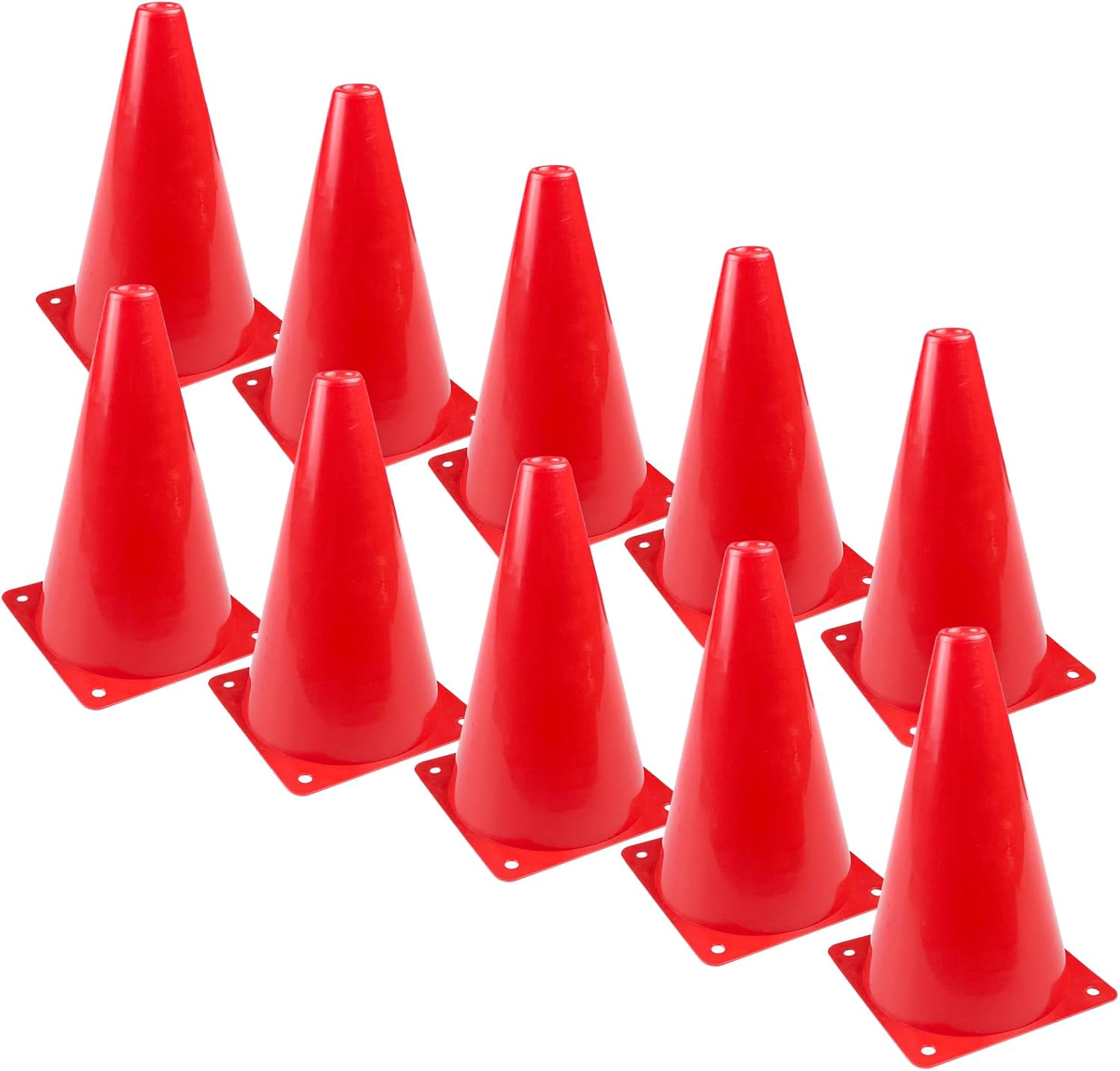 Fousenuk 10 Piezas Conos Entrenamiento Deportivo 18cm, Cono de Tráfico Plástico, Conos de Patinaje, Accesorio de Soporte de Marcador, Conos Señalizacion para Deportes, Aire Libre, Eslalon, Fútbol