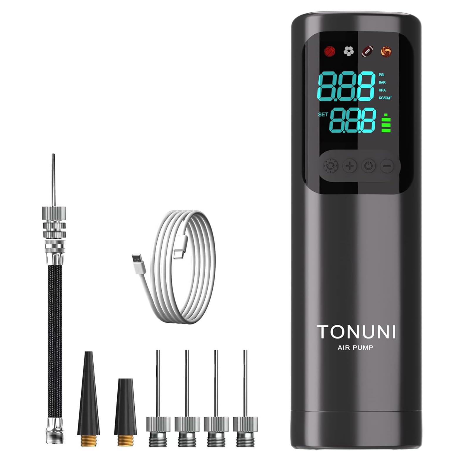 bomba de bola eléctrica, Bomba de aire portátil Bomba de bola inflador Agujas Con Medidor digital Para Balón de ejercicio Baloncesto Fútbol Balón de playa Balón de yoga Balón deportivo Bomba inflables