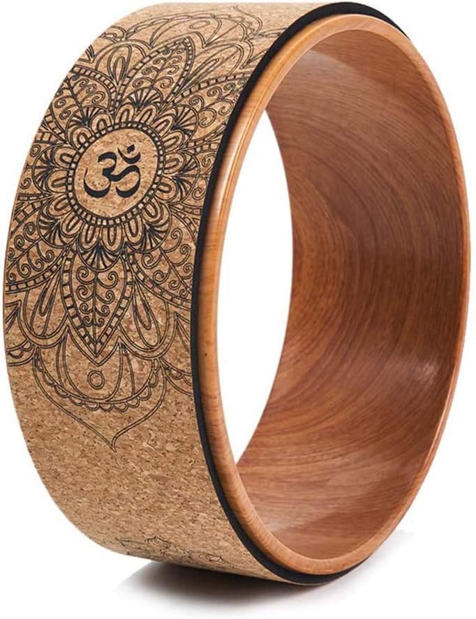 Rueda de Yoga Cork con Estampado de Mandala para Posturas e Inversiones, Estirar Espalda, Pilates - 33 * 33 * 13cm