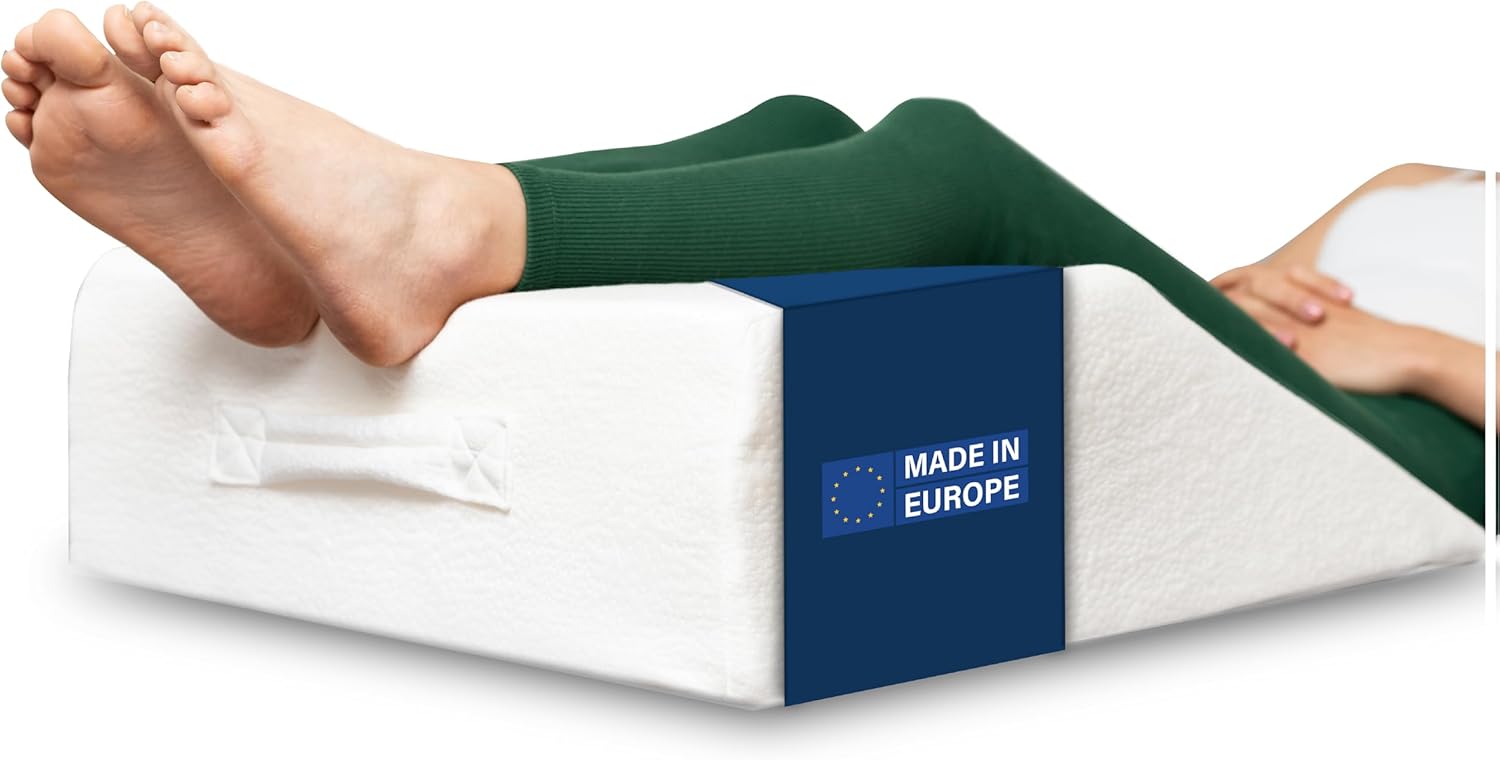 Dreamzie Almohada para Piernas Cojin para piernas Terapéutico Memoria de Forma - Dolor de Espalda, Rodillas, Post-operatorio, Piernas Pesadas, Circulación - Transpirable Lavable Hipoalergénico
