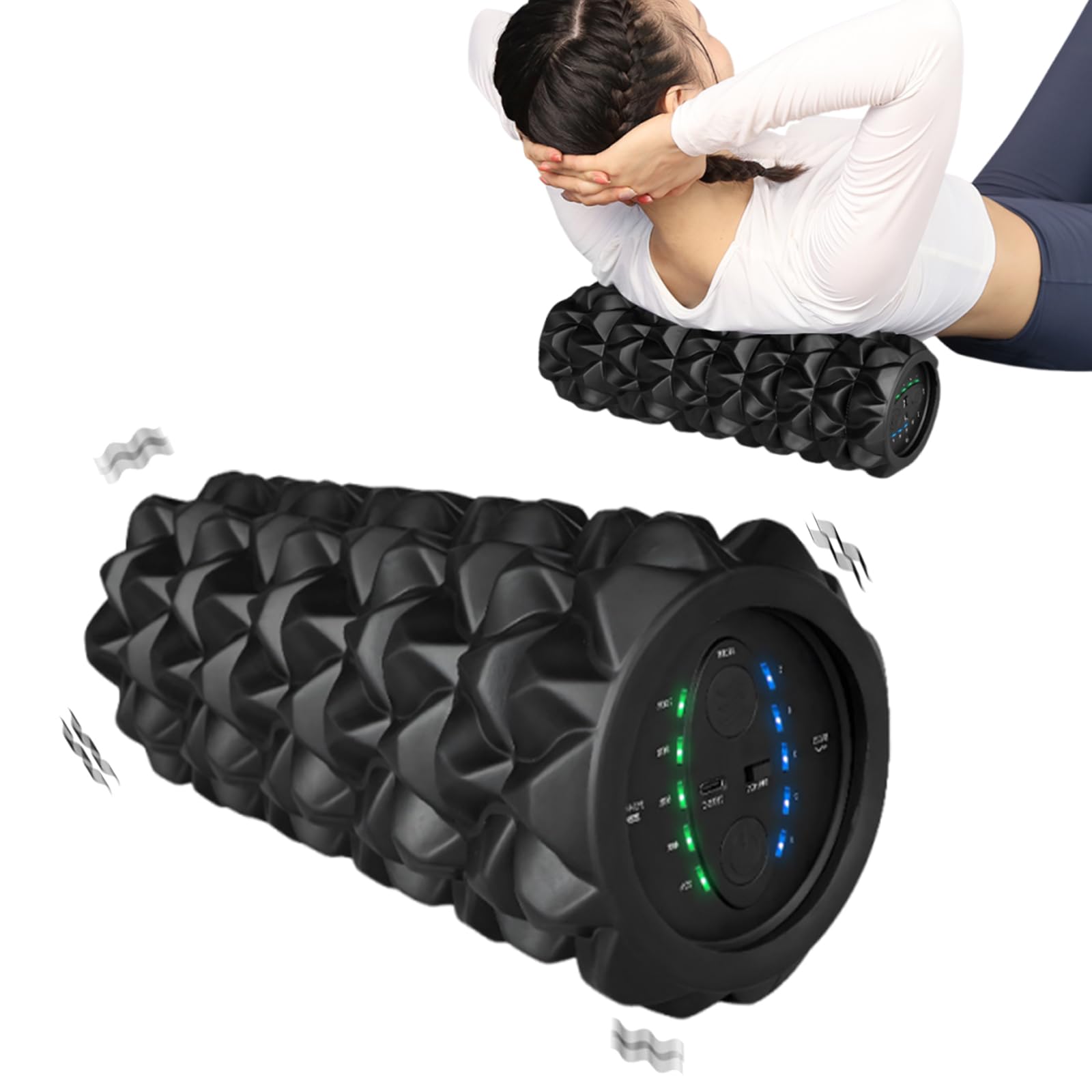 Rodillo de Espuma, Rodillo Eléctrico para Fascia con Vibración de 5 Niveles Masaje Muscular Recargable Vibración Profunda Intensa de Espuma para Tejidos