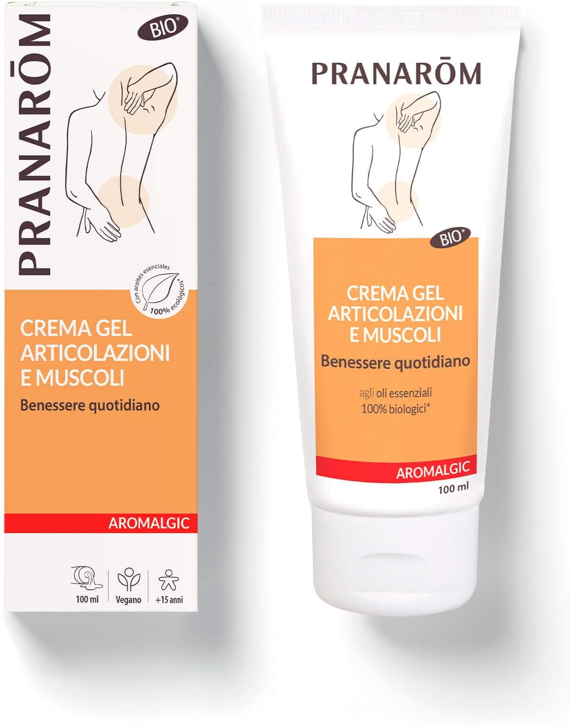 PRANARÔM Aromalgic Gel Crema Articulaciones BIO – Aceites Esenciales HECT – Efecto Frío – Confort Diario para Músculos y Articulaciones – 100 ml