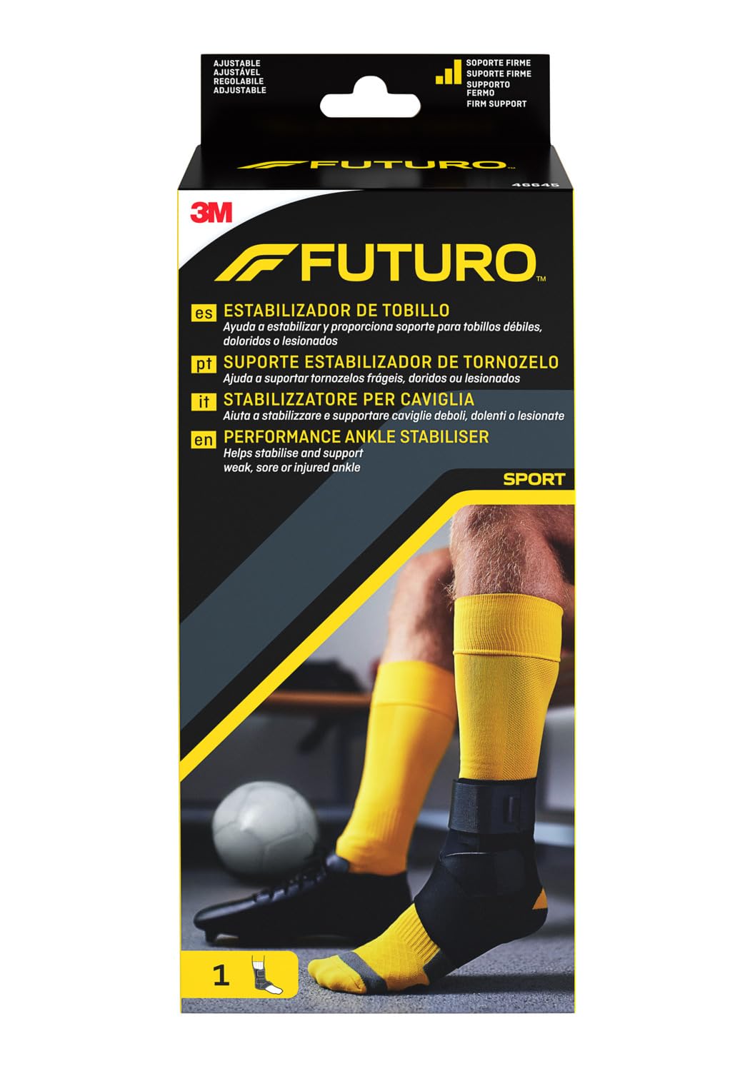 FUTURO Estabilizador de Tobillo - Ajustable (20.3 - 25.4 cm) - Ayuda a Estabilizar y Proporciona Soporte para Tobillos Débiles, Doloridos o Lesionados