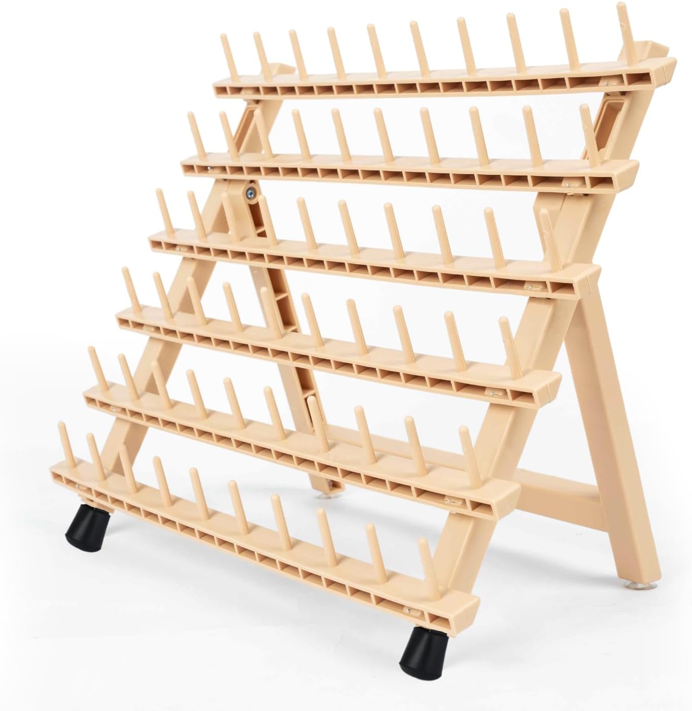 Perchero para trenzar con 60 pinzas de pie, soporte versátil para extensiones de pelo con 60 carretes, soporte ergonómico para estilistas, ahorro de tiempo (madera)