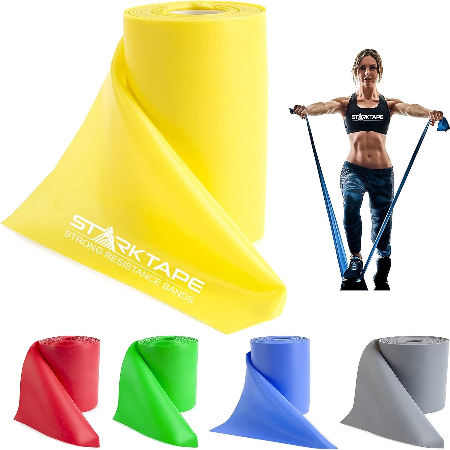 Bandas de Resistencia sin látex – de 2,5 Metros a 46 Metros de Longitud, Bandas de Resistencia Profesionales para Entrenamiento en casa, Fisioterapia, Pilates, Entrenamiento de Fuerza y