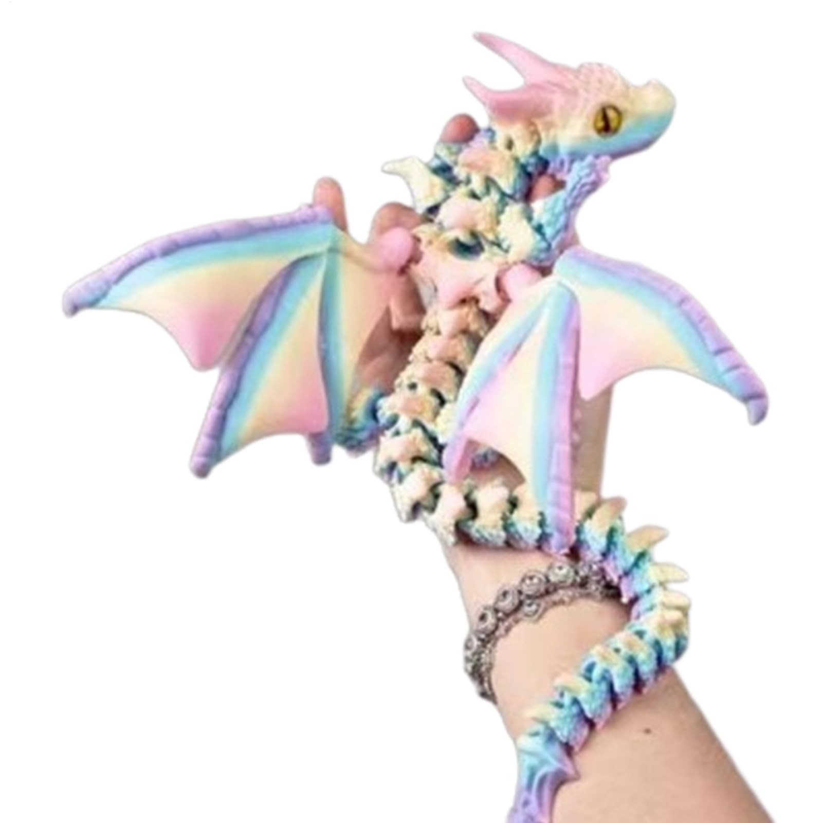 Dragón Impreso en 3D con alas – Modelo de dragón articulado | Figura de Animal Flexible Coleccionable para exhibición de Escritorio, hogar, Oficina, Mesa, estantería, Dormitorio, Tablero de