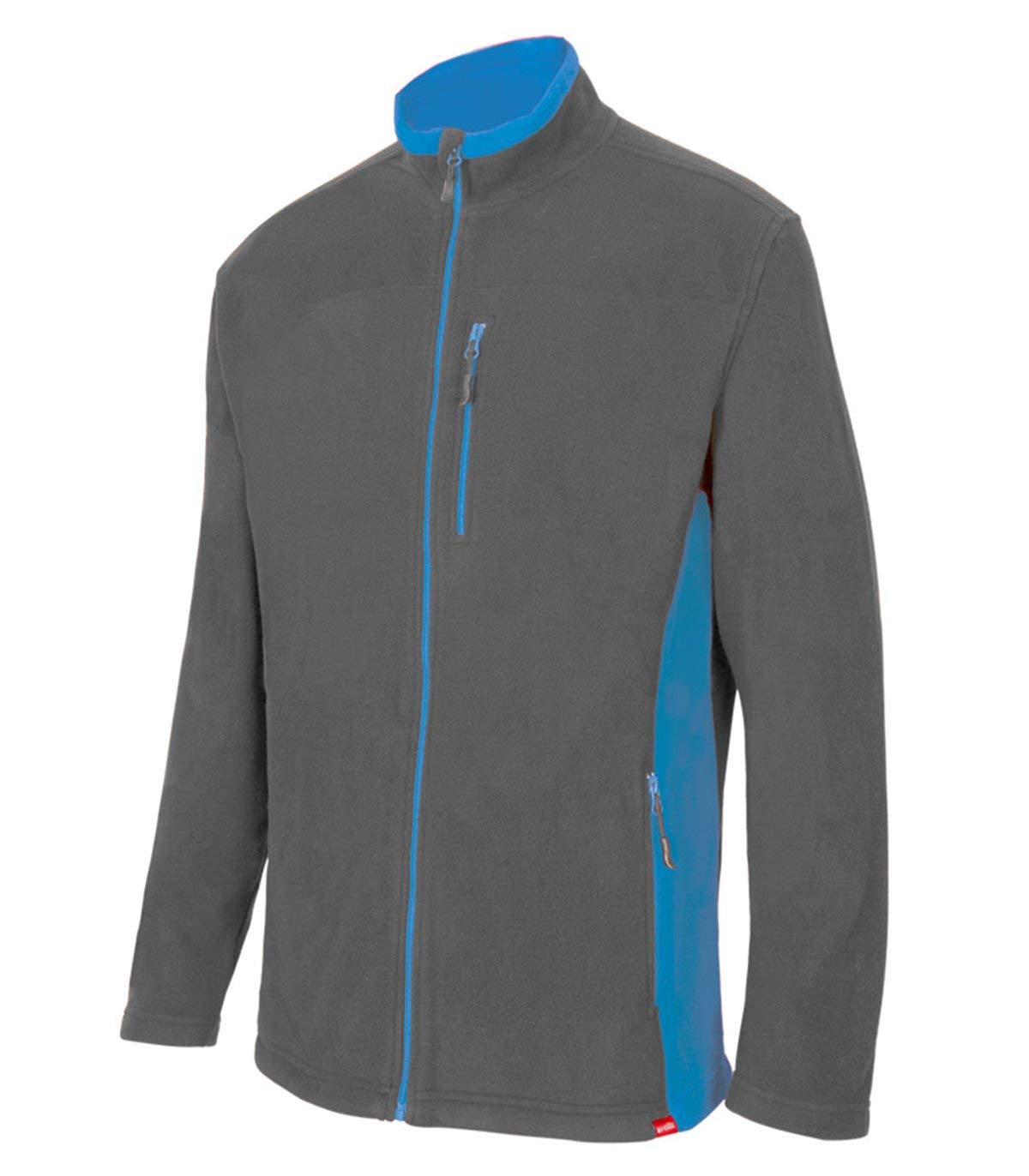 VELILLA 201504; Chaqueta Polar Bicolor; Color Gris y Celeste; Talla L