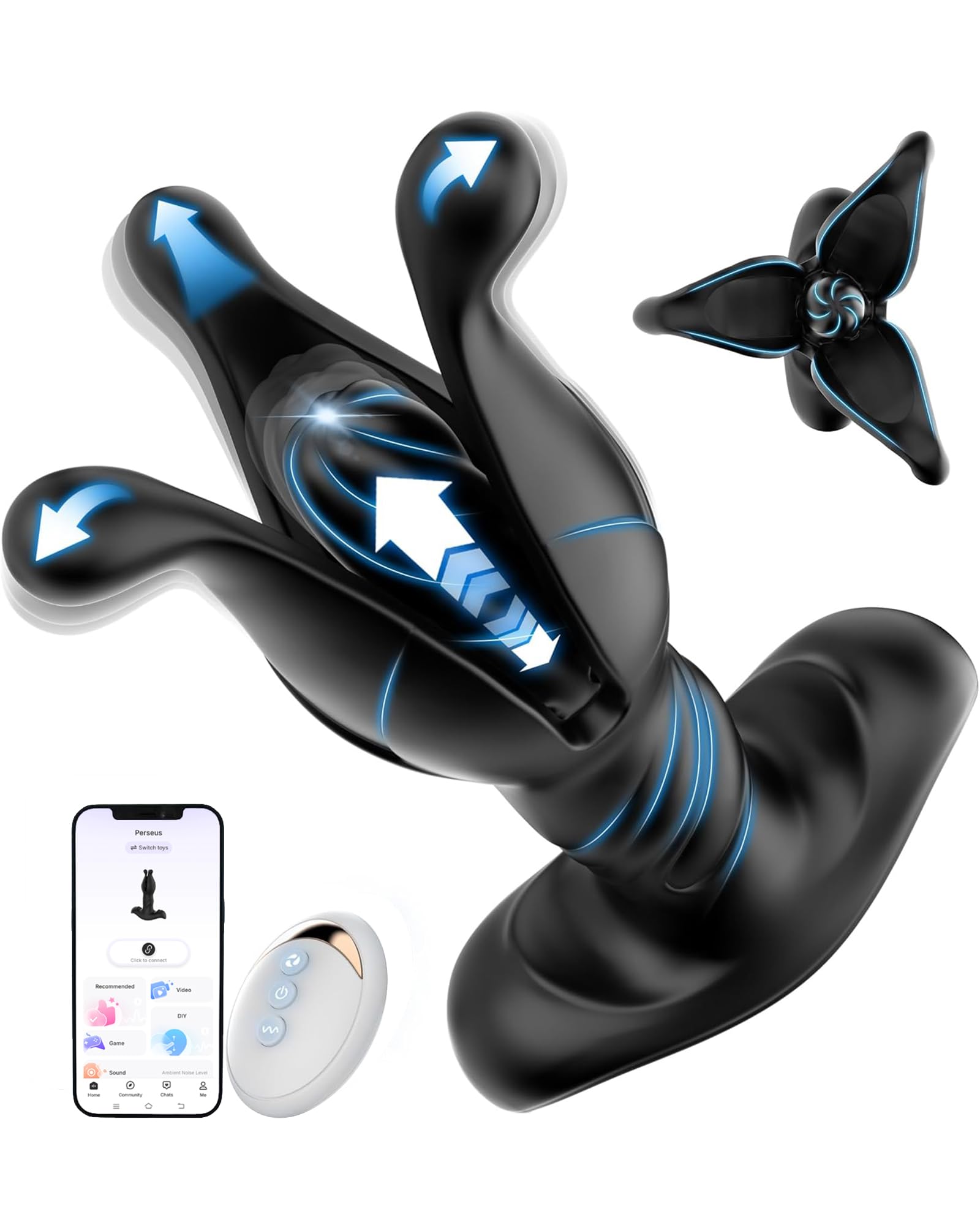 Plug Anal Vibrador Consoladores.. para Hombre, Dildo Dilatador Anal Estimulador Prostata con 9 Expansión 9 Empuje 9 Vibración, Plug Anales,con Vibración Juguetes Sexuales Hombre Mujeres, Negro