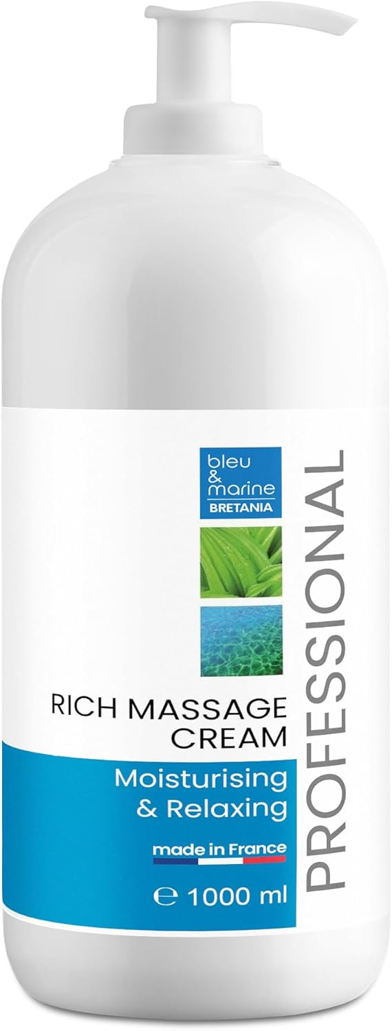 Crema de Masaje Profesional, Crema Hidratante Reafirmante Corporal, Masaje Relajante, Vitamina E, Ideal para Deportistas, Terapias: Compatible con Aceite de Ricino, Bio Oil, Aloe Vera - 1000 ml