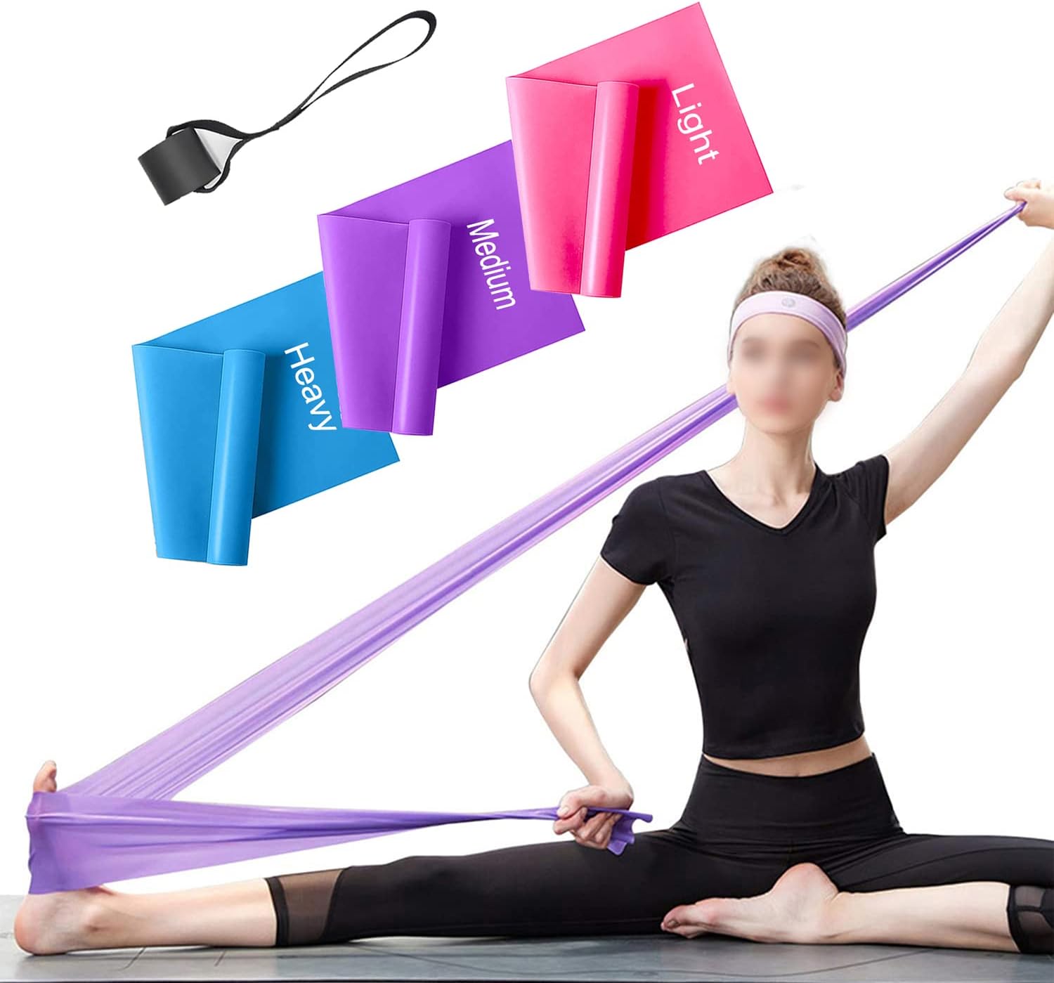 Bandas Elasticas Fitness Set de 3 Resistencias Látex Banda de Ejercicios Yoga Pilates Bands para Fisioterapia Rehabilitación, Crossfit, Mujer y Hombre en el Hogar Entrenamiento de Fuerza