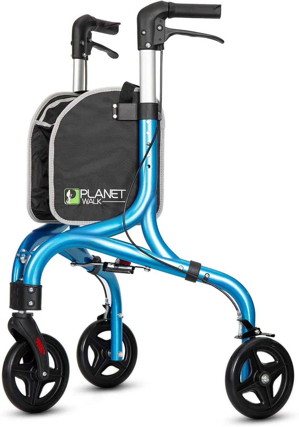 alk - Andador rodante de 3 ruedas para personas mayores, ultraligero y plegable para ancianos, ayuda de movilidad de tres ruedas de aluminio, azul brillante