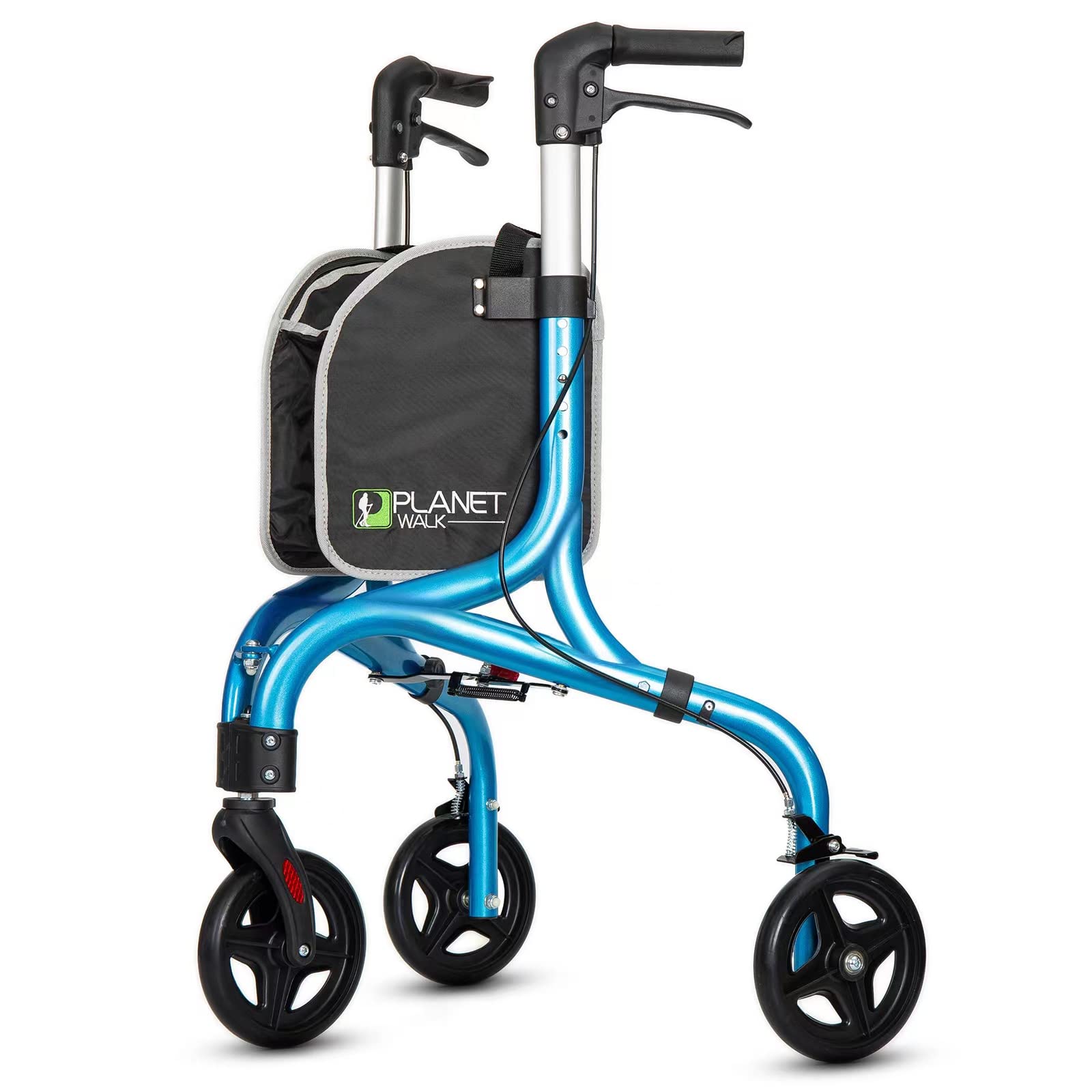 alk - Andador rodante de 3 ruedas para personas mayores, ultraligero y plegable para ancianos, ayuda de movilidad de tres ruedas de aluminio, azul brillante