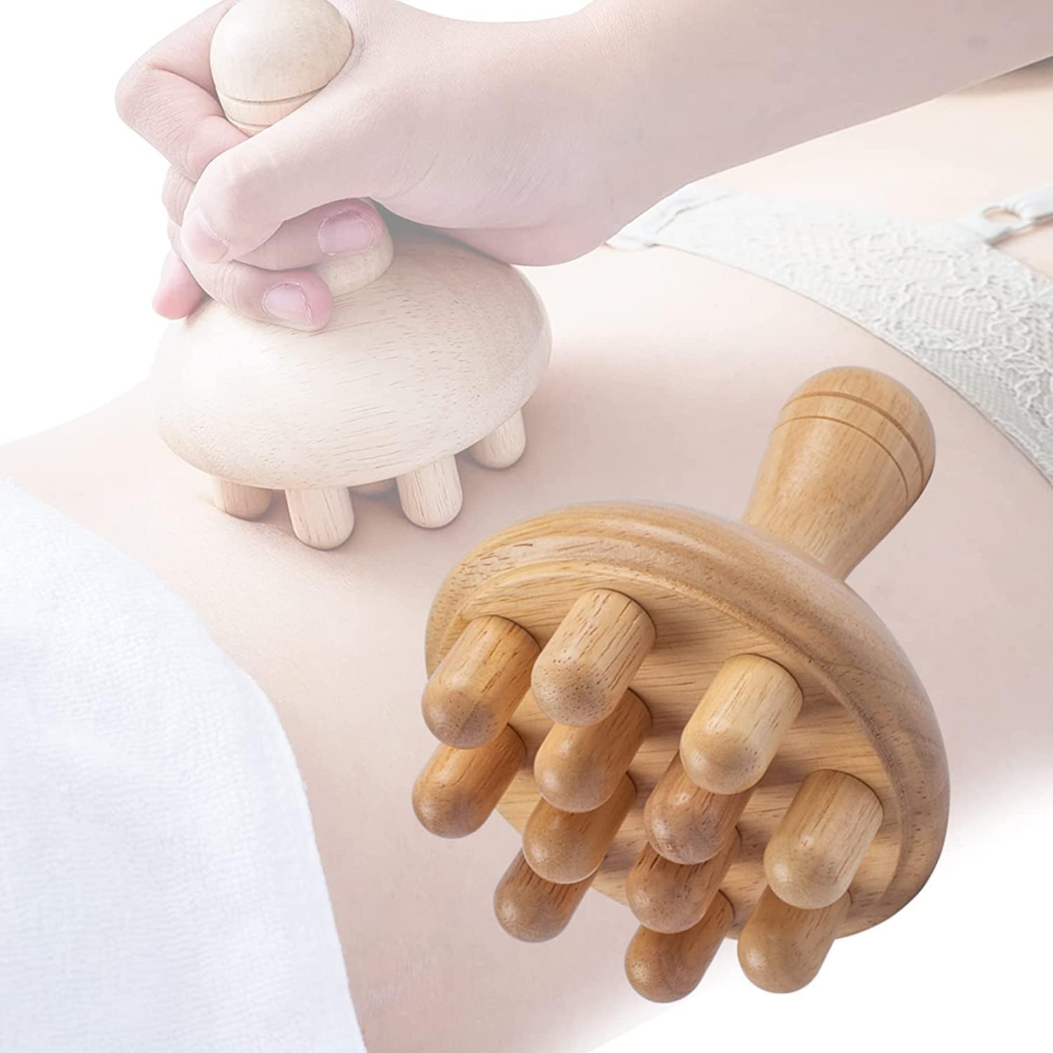 Masajeador en forma de hongo | Herramienta de masaje manual de terapia de madera para dar forma al cuerpo, maderoterapia colombiana, masajeador de drenaje linfático, elimina la grasa local