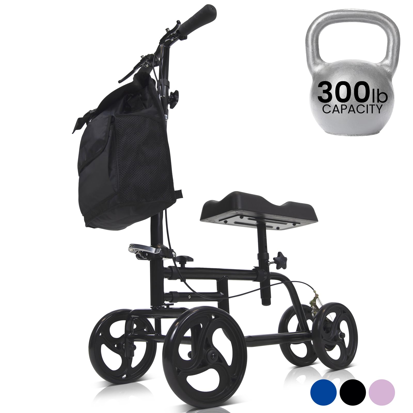 Vive Mobility Andador de rodilla – Patinete orientable para lesiones de pierna, pie y tobillo – Carrito de rodillos cuádruple arrodillado – Almohadilla ortopédica para adultos y ancianos movilidad