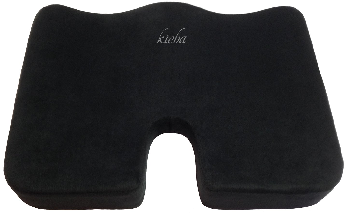 Kieba Cojín para asiento de coxis, almohada ortopédica grande, cojín de asiento de espuma viscoelástica 100% para ciática, espalda y dolor de coxis (negro)