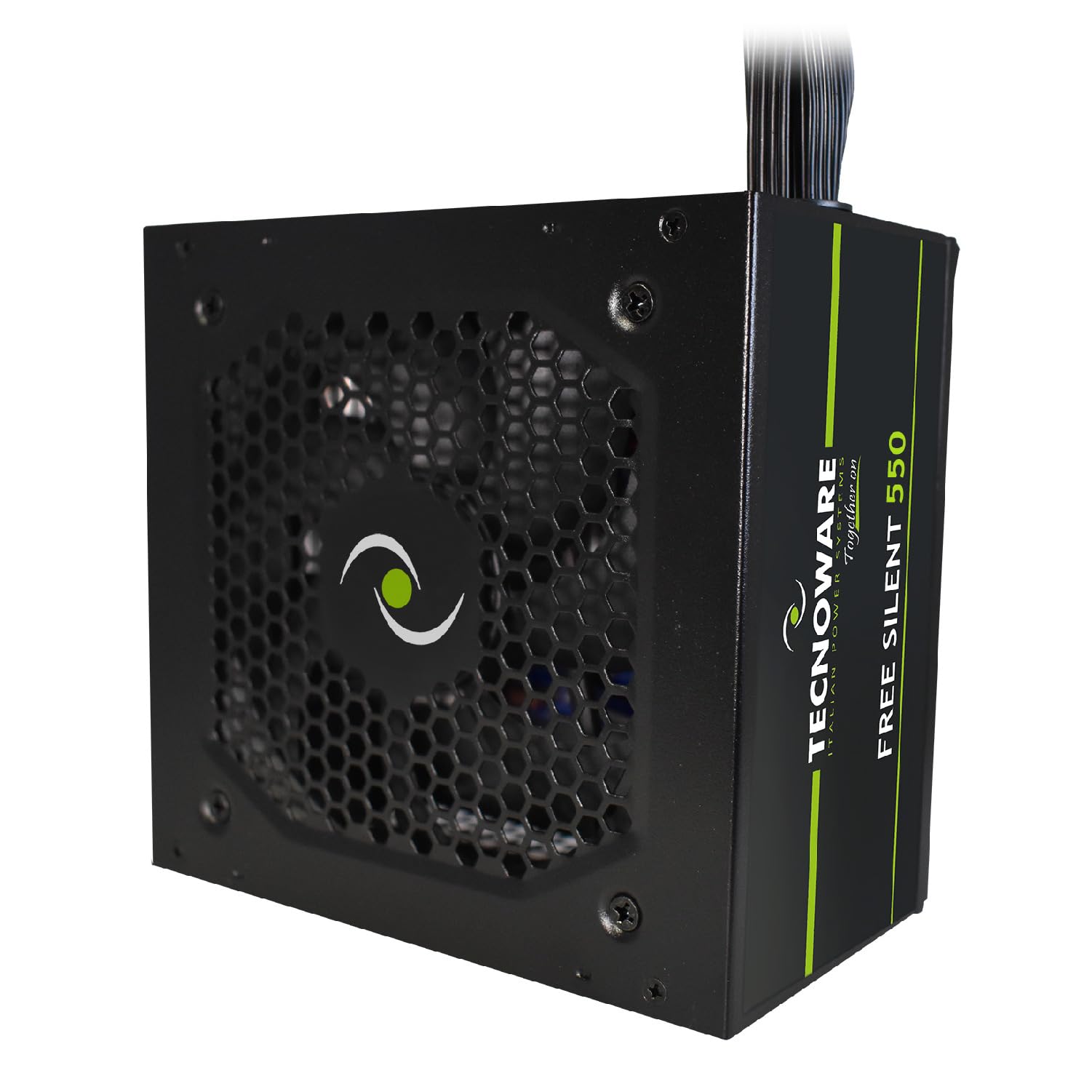 Tecnoware Power Systems - Fuente de Alimentación ATX 550 W, Ventilador Ultrasilencioso 12 cm, 2 x SATA, Protección contra Sobretensión, Certificación CE y Rohs, Cables 40 cm