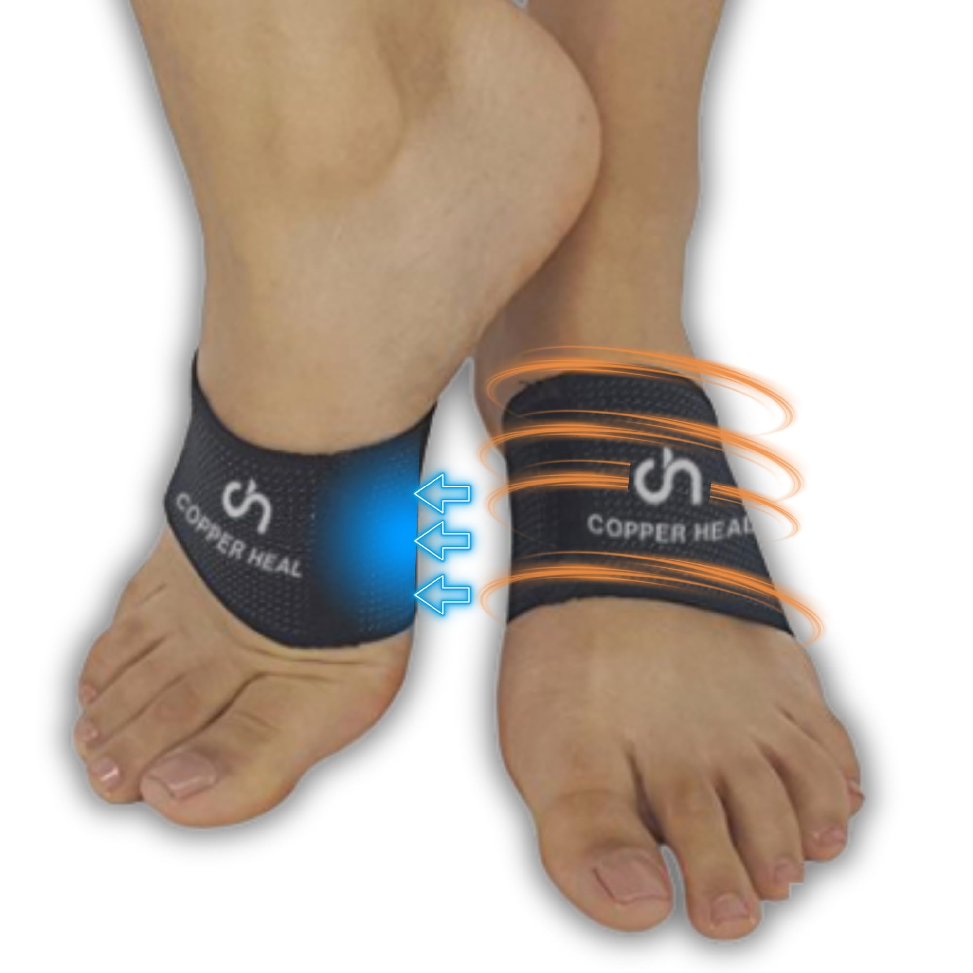 COPPER HEAL Plantilla para Arco del Pie (2 unidades) Mangas fascitis plantar ayudan aliviar espolones talón pies planos Plantillas tendones Aquiles Zapatos Dr Night Splint Zapatillas correr