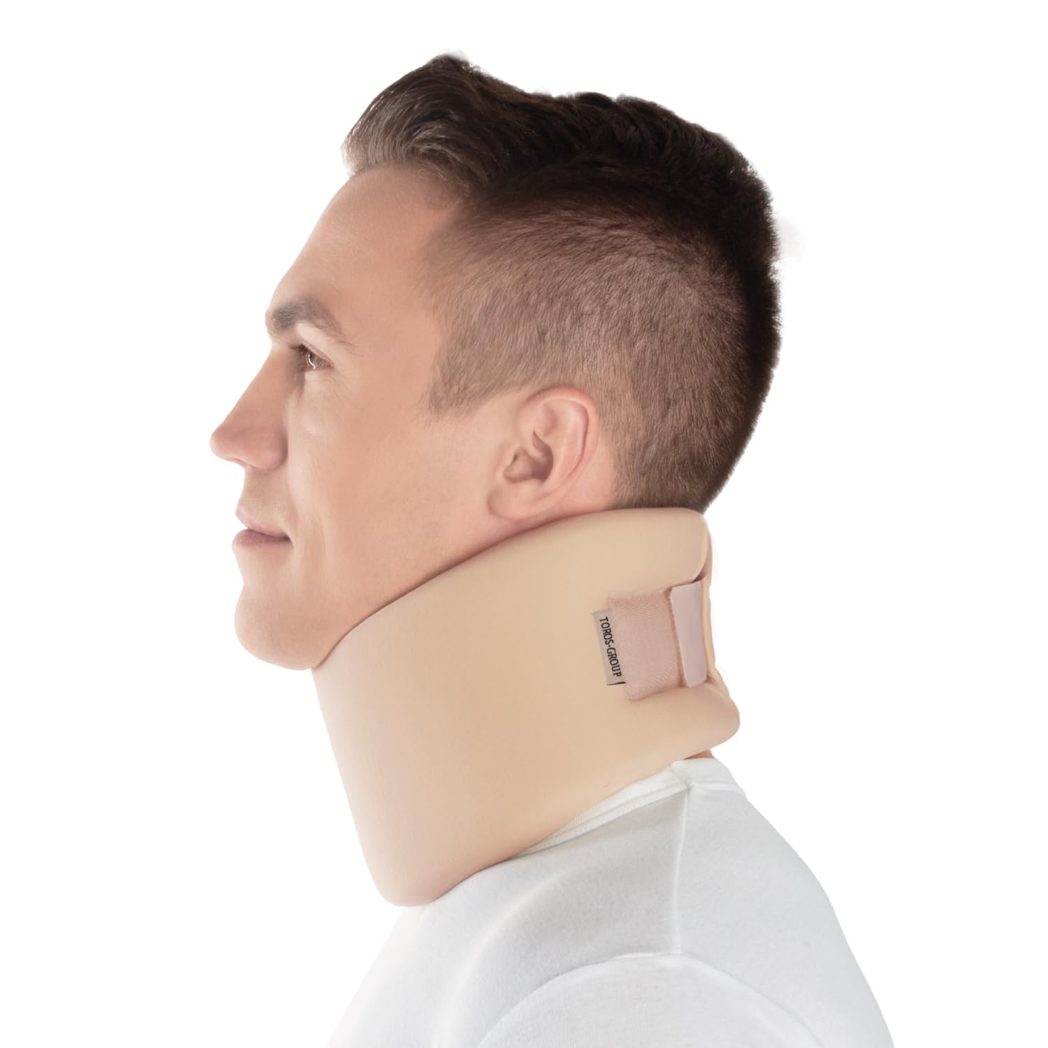 Collarín Cervical ortopédico Blando; Soporte para el Cuello, Alivio del Dolor y la Presión en la Columna Vertebral; para vértebras cervicales; 100% algodón Large Beige 12 cm
