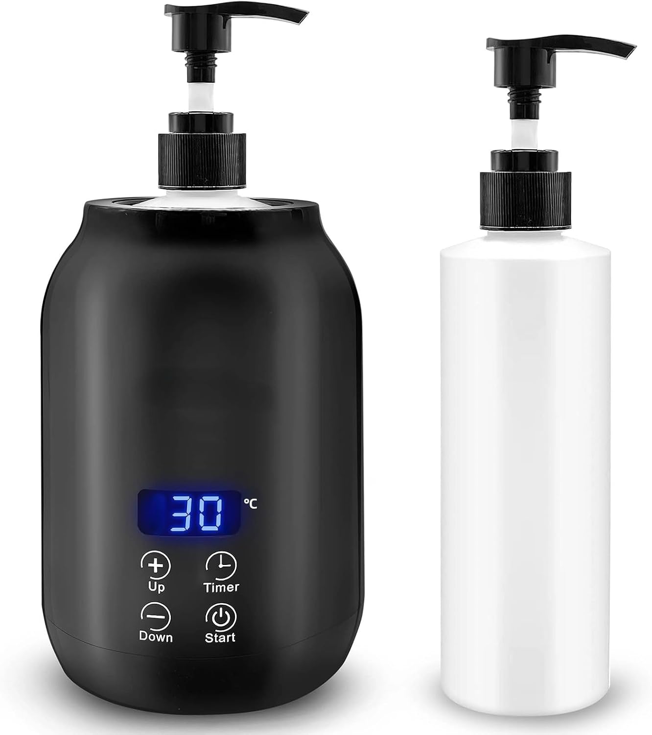 Calentador de Aceite de Masaje, Calentador de Aceite de una Sola Botella con Pantalla LED, Dispensadores de Calentador de Botella de Loción Portátil Ajustable en (Enchufe UE
